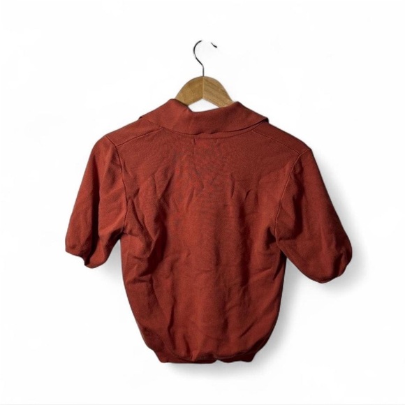 Skies Are Blue Rust Zip-Up Sweater Top | Gold Toggle Buttons | Size M - Picture 2 of 5